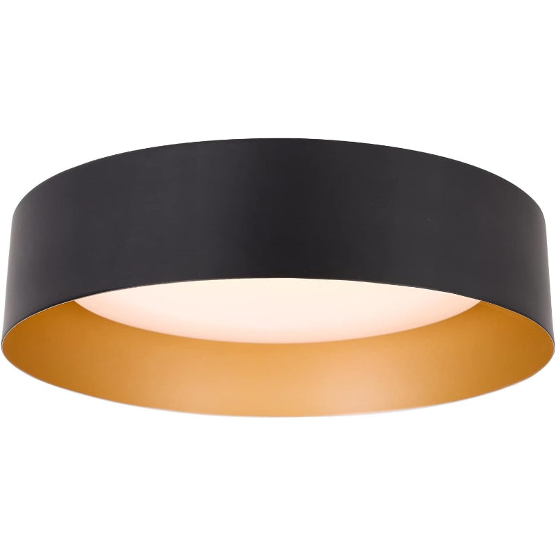 12.5" Matte Black & Gold Flush Mount Ceiling Light