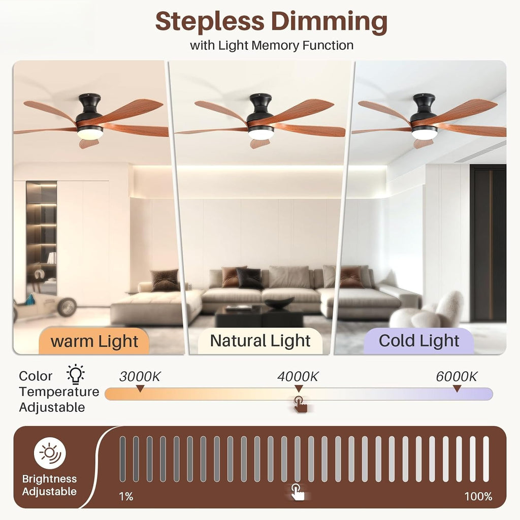 52" Smart Ceiling Fan with Light & Remote