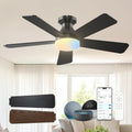 42" Black Smart Low Profile Ceiling Fan with Light