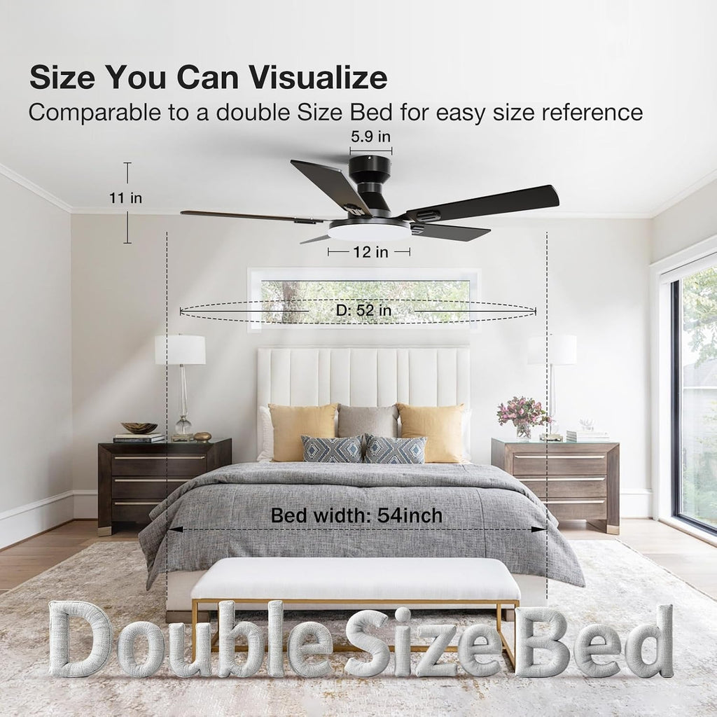 52" Black RGB Smart Ceiling Fan with Light
