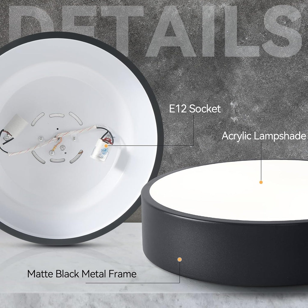 11.8" Black 2-Light Flush Mount Ceiling Light
