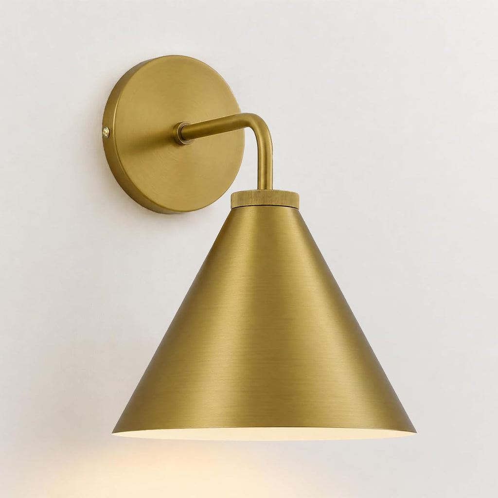 10.5"×12.5" Retro Industrial Brass Cone Sconce