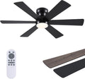 46" Black Low Profile Ceiling Fan with Light & Remote