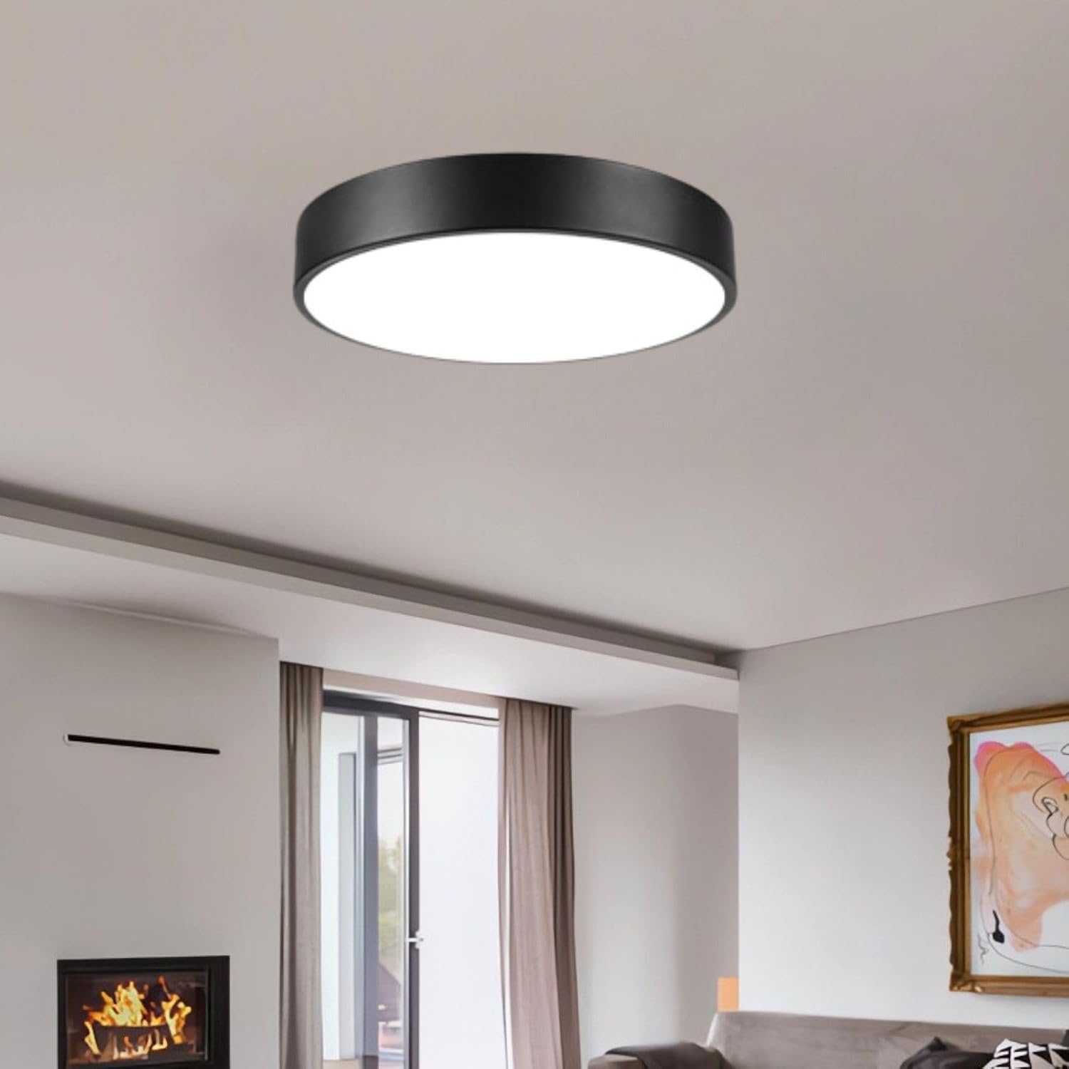 13" 3CCT Dimmable Matte Black Flush Mount Ceiling Light