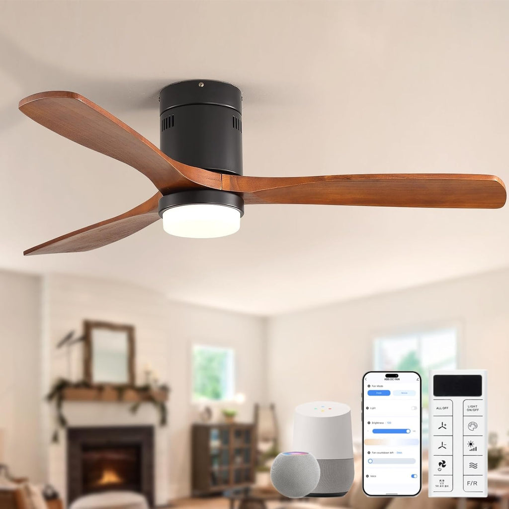 52" Low Profile Smart Ceiling Fan with Light