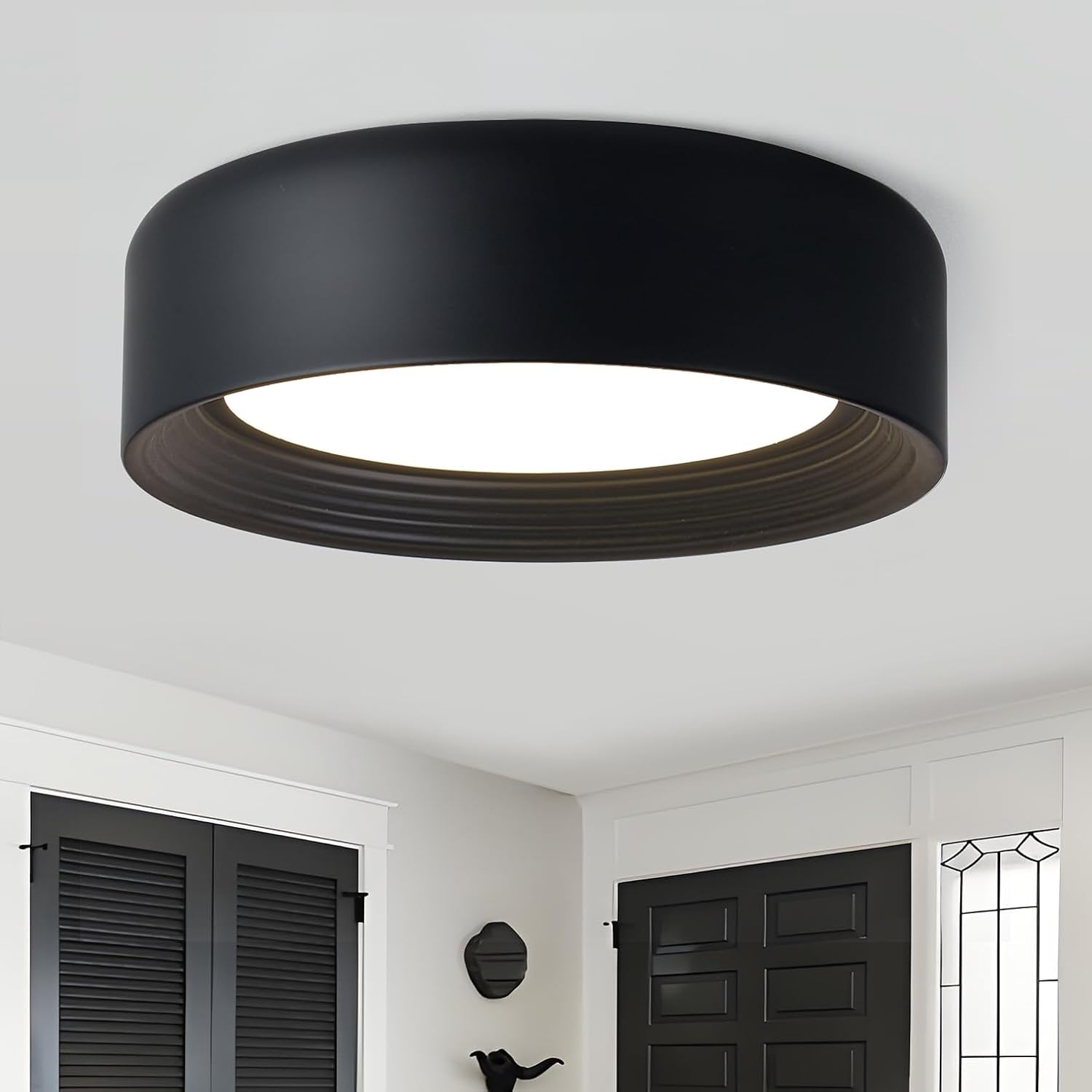 11.8" Matte Black Flush Mount Ceiling Light