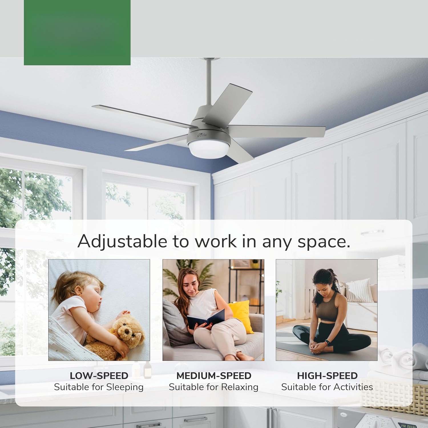 52" Matte Silver Smart Ceiling Fan