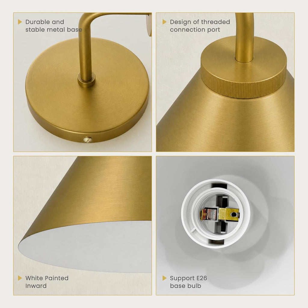 10.5"×12.5" Retro Industrial Brass Cone Sconce