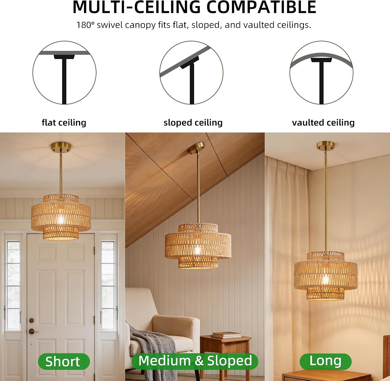 12.4" Boho Rattan Chandelier