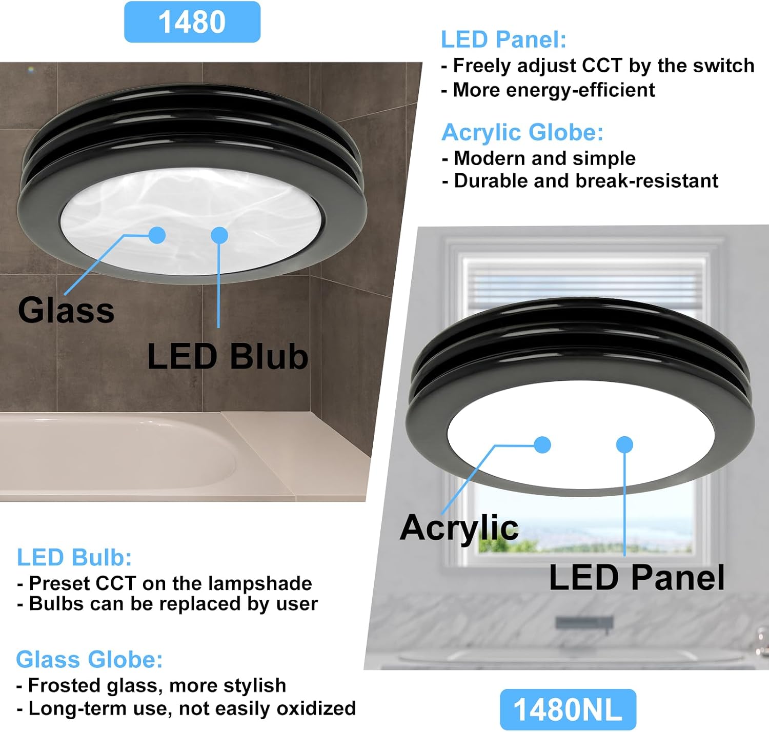 80CFM Bathroom Fan Light Matte Black
