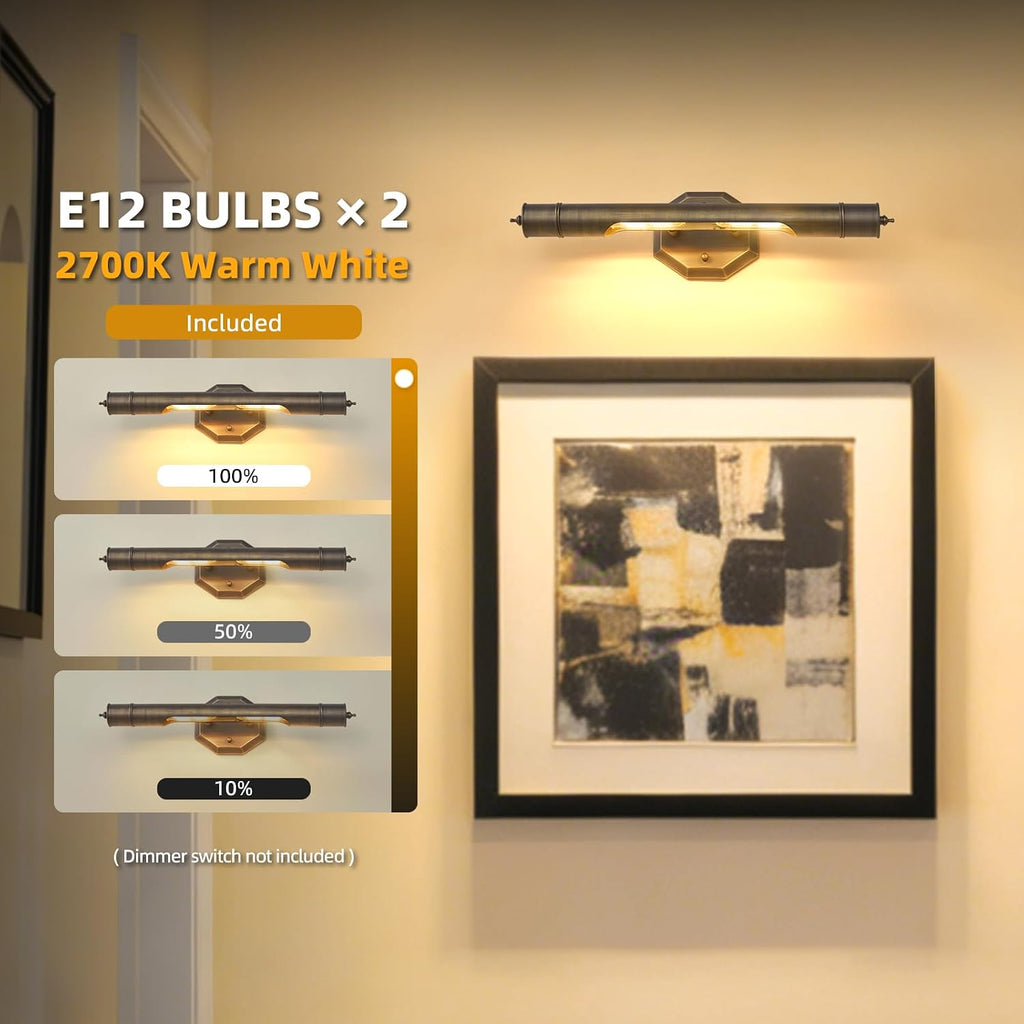 19" Bronze Vintage Hardwired Picture Light