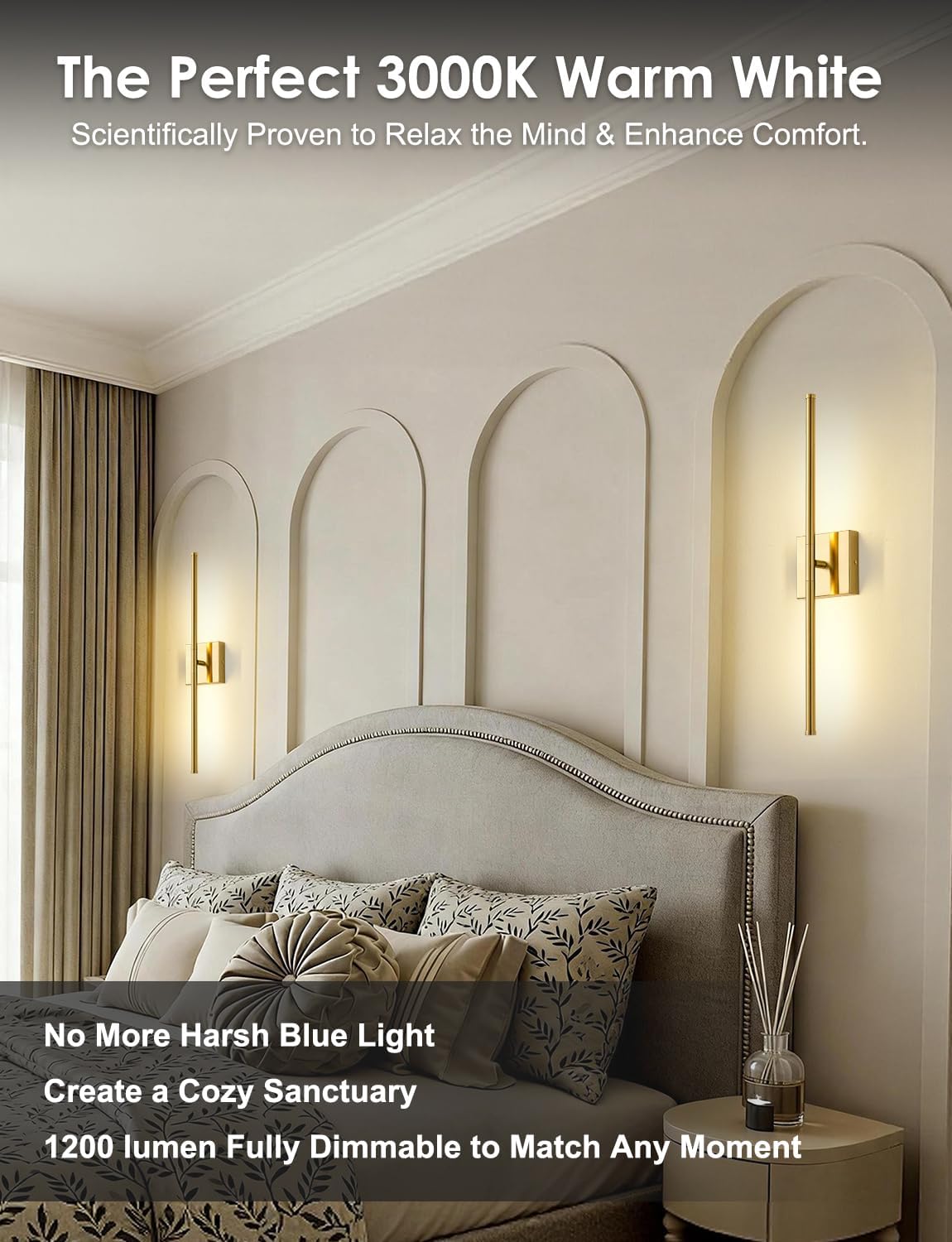 Set of 2, 24.4" Brushed Brass Wall Sconces