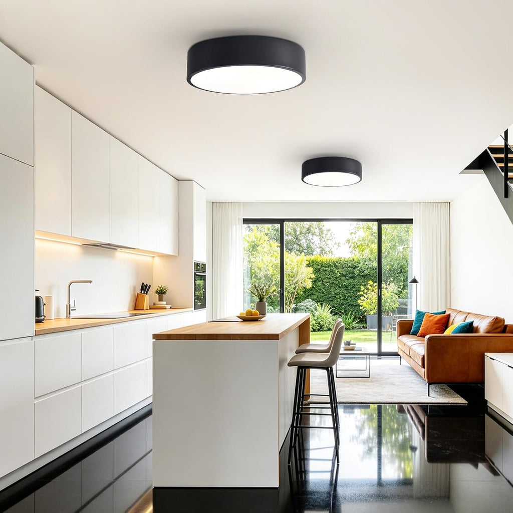 11.8" Black 2-Light Flush Mount Ceiling Light