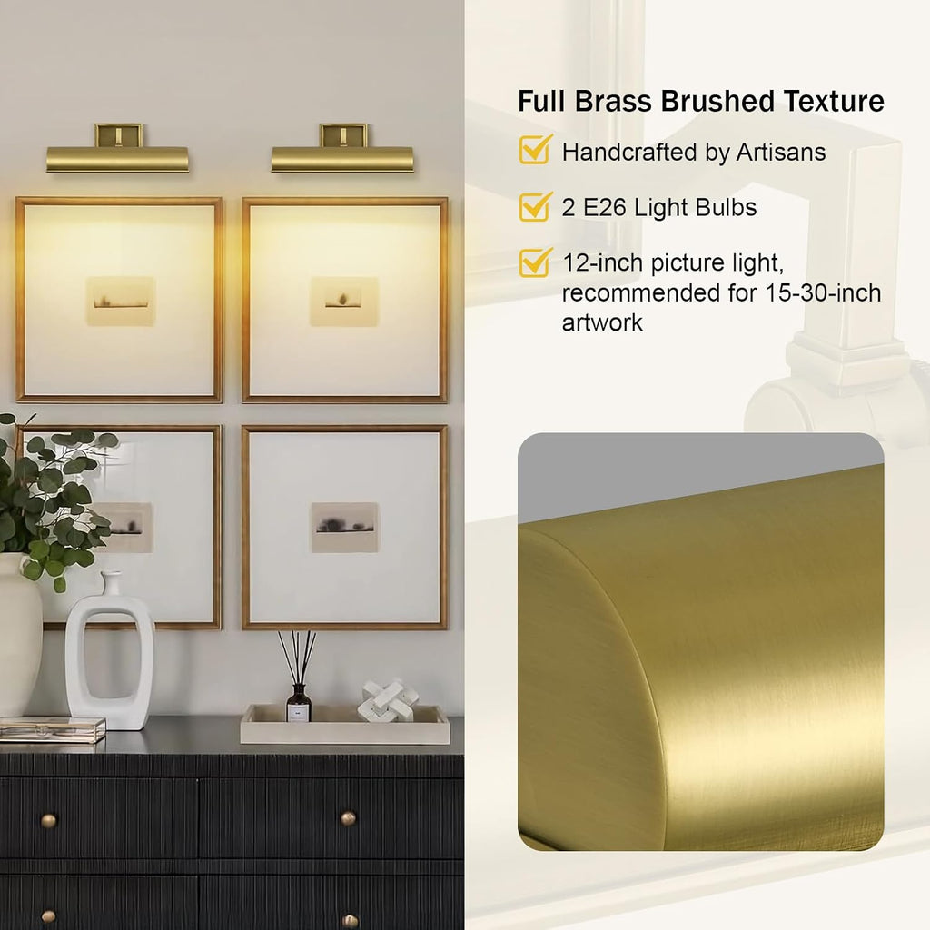 12" Brass Hardwired Gallery Picture Light