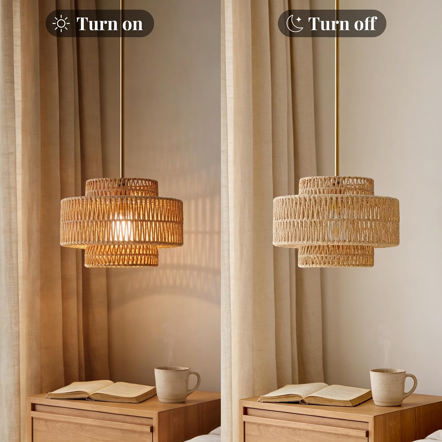 12.4" Boho Rattan Chandelier