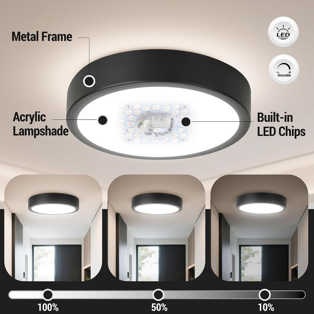 11" Black 5CCT Dimmable LED Flush Mount Light