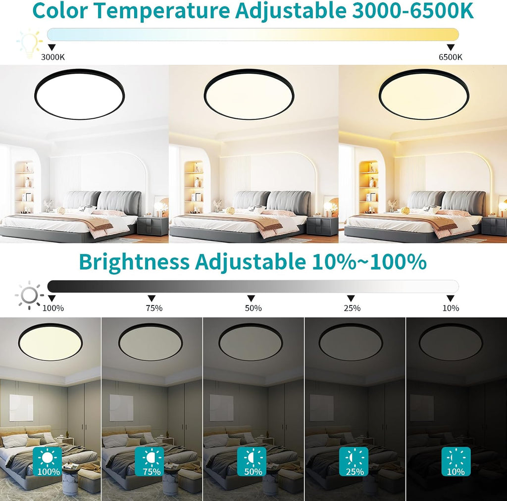 24" Dimmable Flush Mount Ceiling Light With Remote