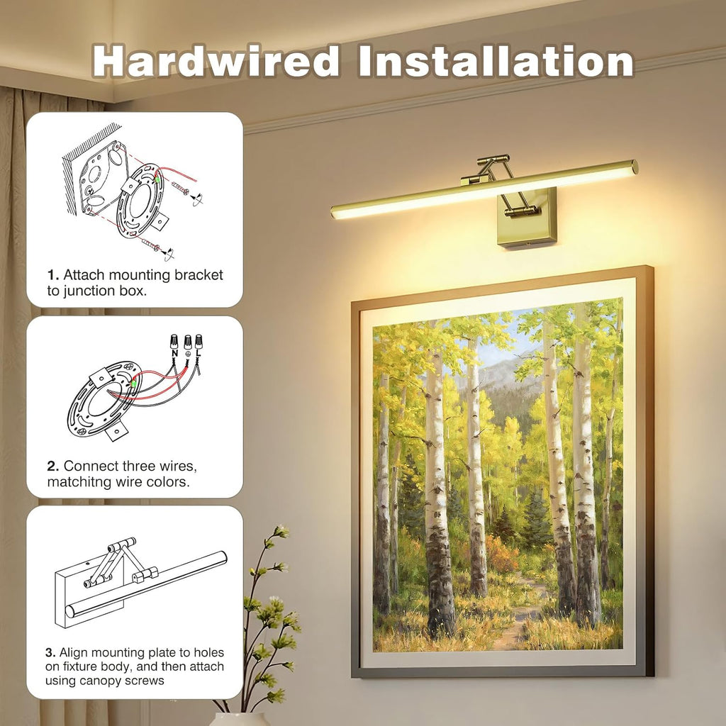 23.39" Brass Hard-Wired Gallery Picture Light