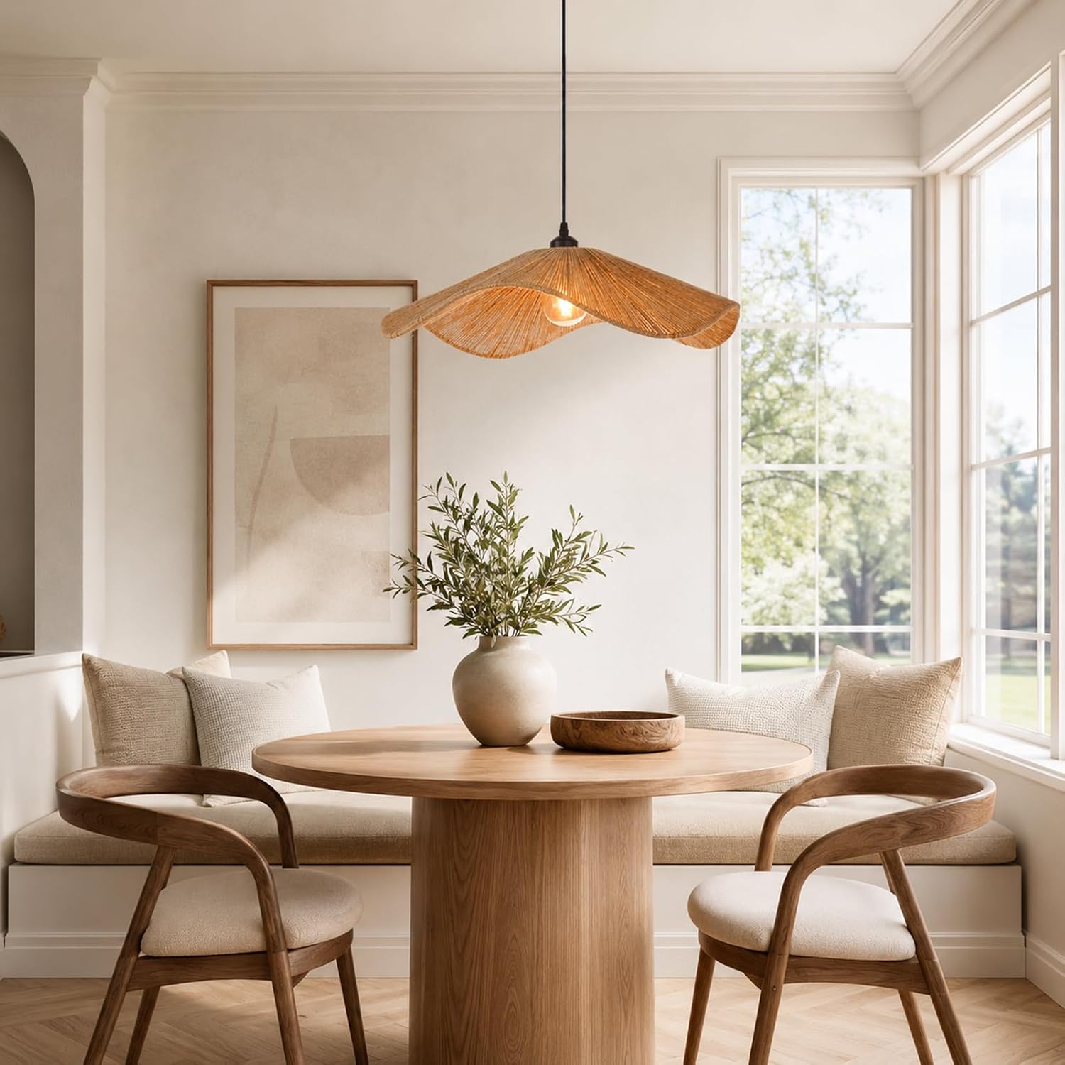 19.6" Boho Rope Farmhouse Pendant Light