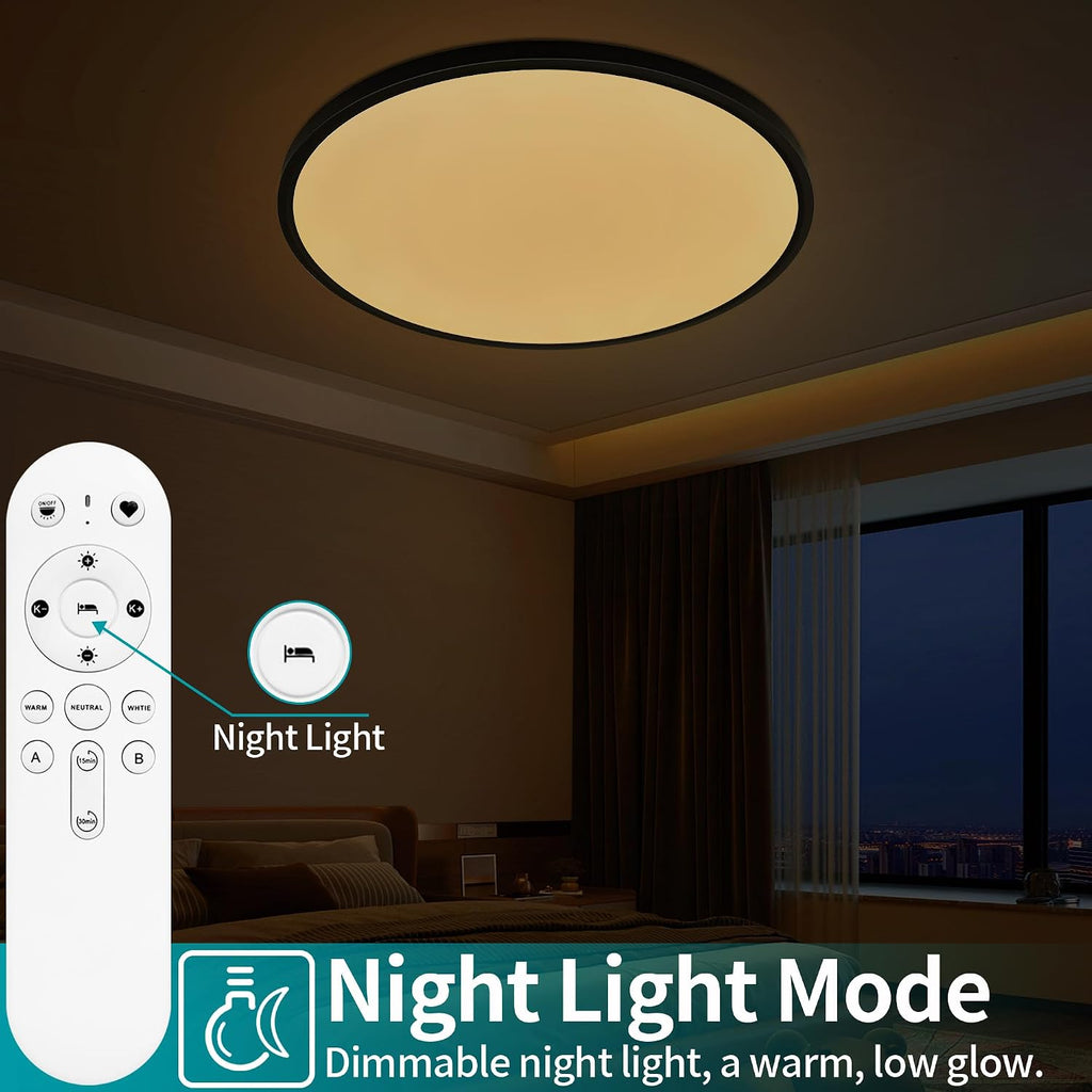 24" Dimmable Flush Mount Ceiling Light With Remote