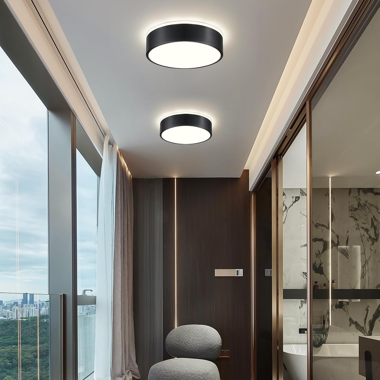 11.8" Black Round 5CCT LED Flush Mount Light