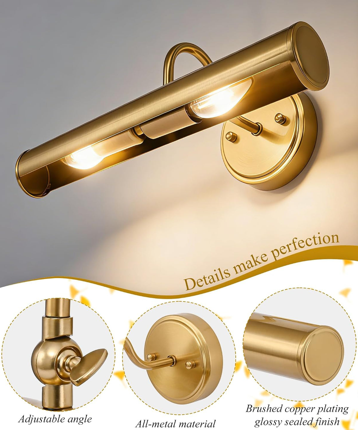 15" 2-Light Brass Rotatable Gallery Picture Light