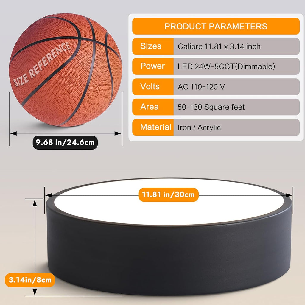 11.8" 5CCT Dimmable LED Flush Mount Light