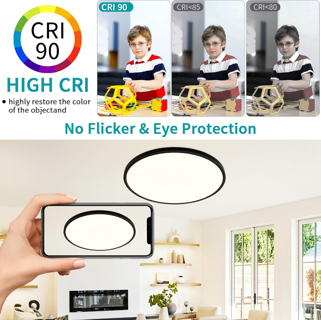 24" Dimmable Flush Mount Ceiling Light With Remote