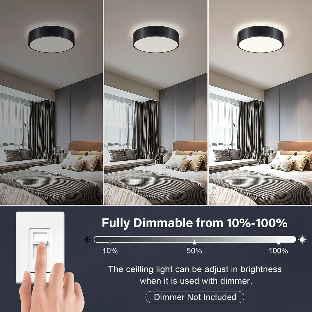 11.8" Black Round 5CCT LED Flush Mount Light