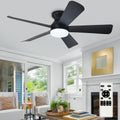 42" Black Flush Mount Ceiling Fan with Light & Remote