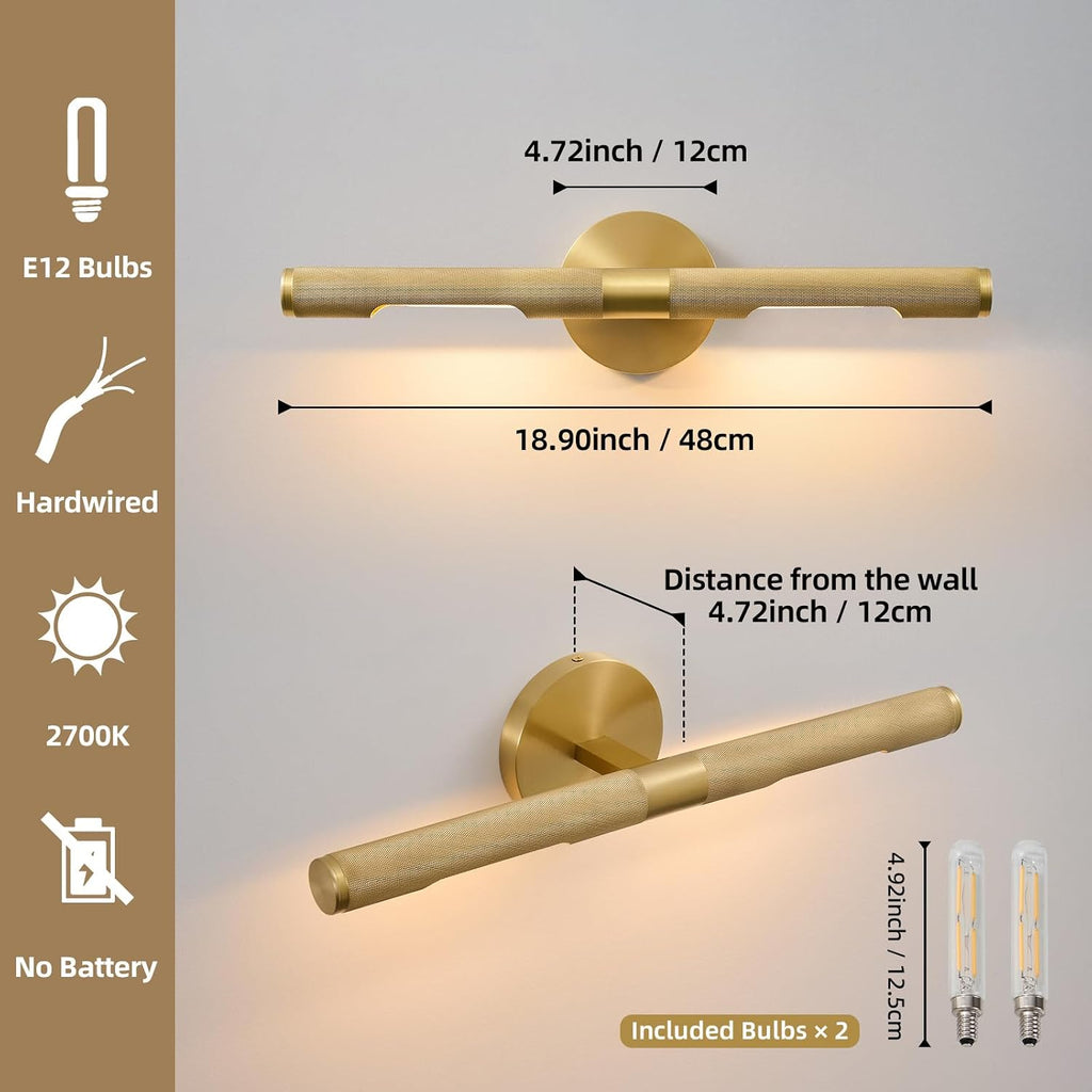 19" Dimmable Gold Brass Museum Picture Light