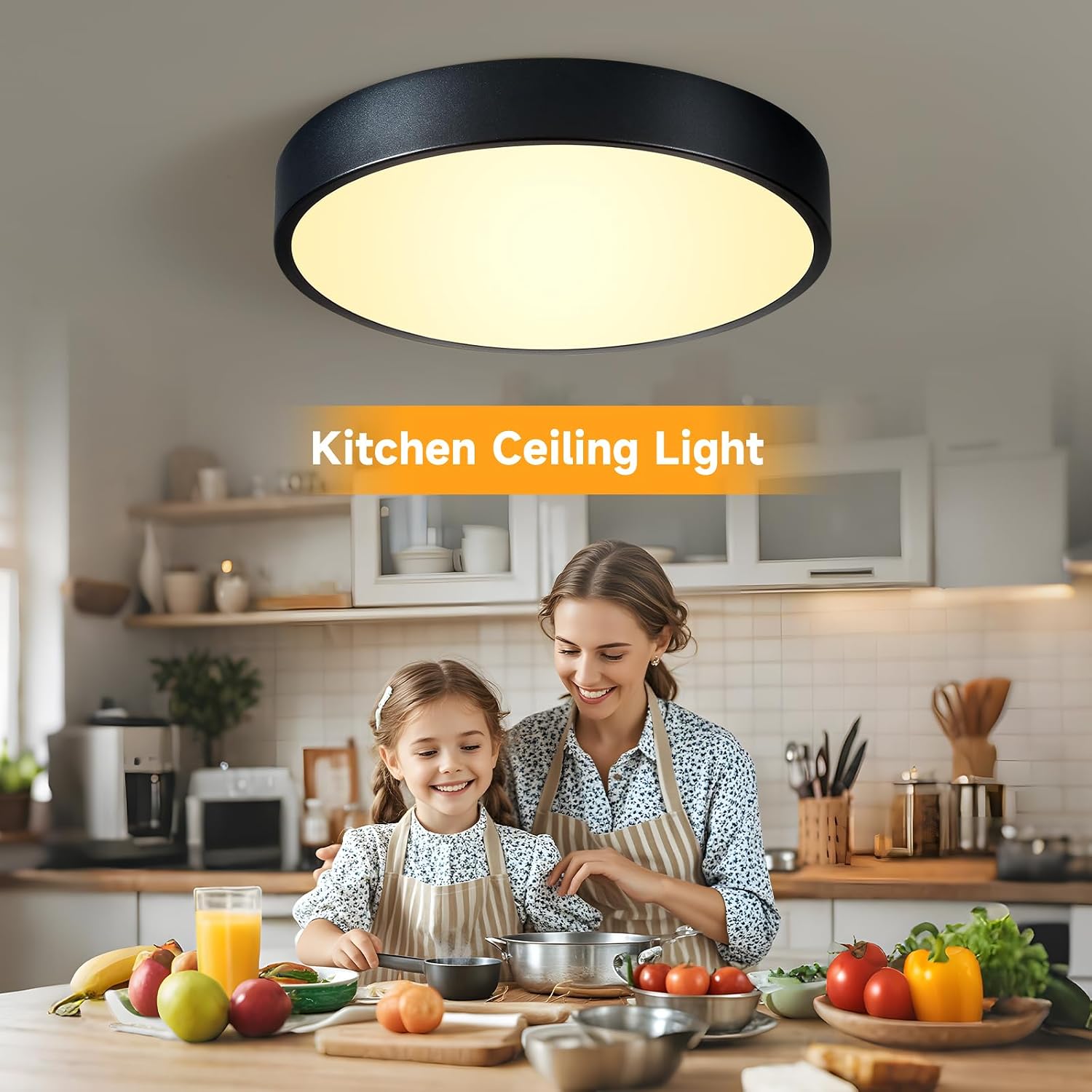 12" Black 5CCT Dimmable LED Flush Light