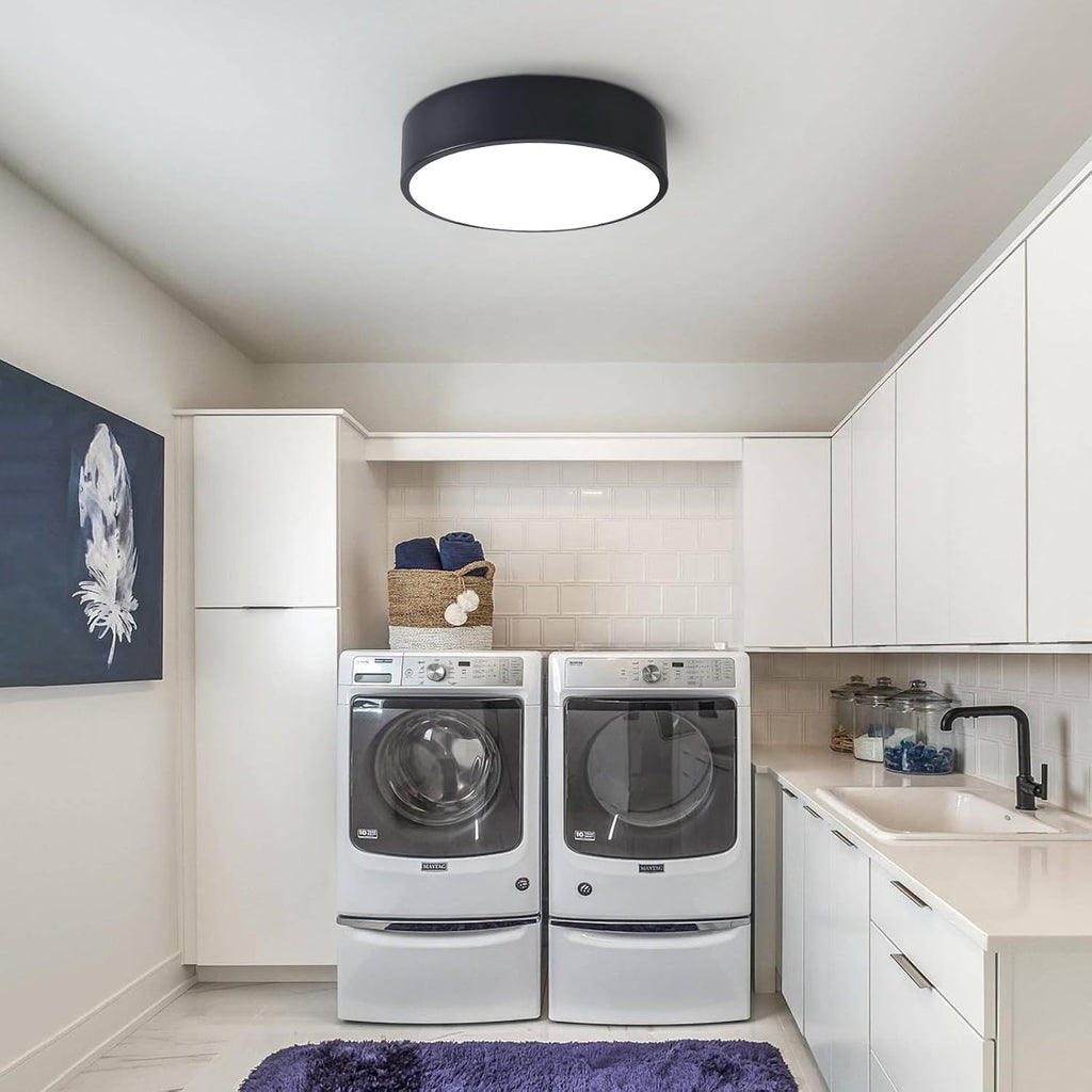 11.8" Black 2-Light Flush Mount Ceiling Light