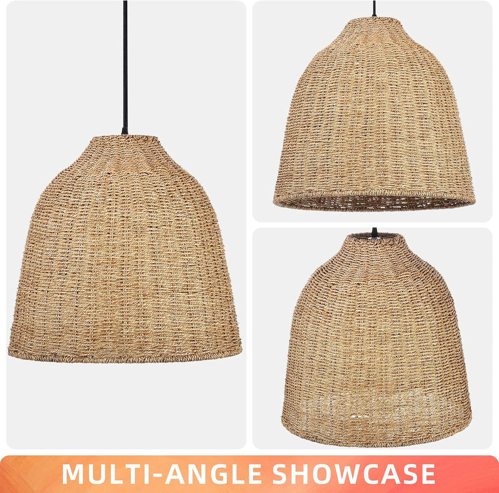 19.6"×17.6" Rattan Woven Pendant Light