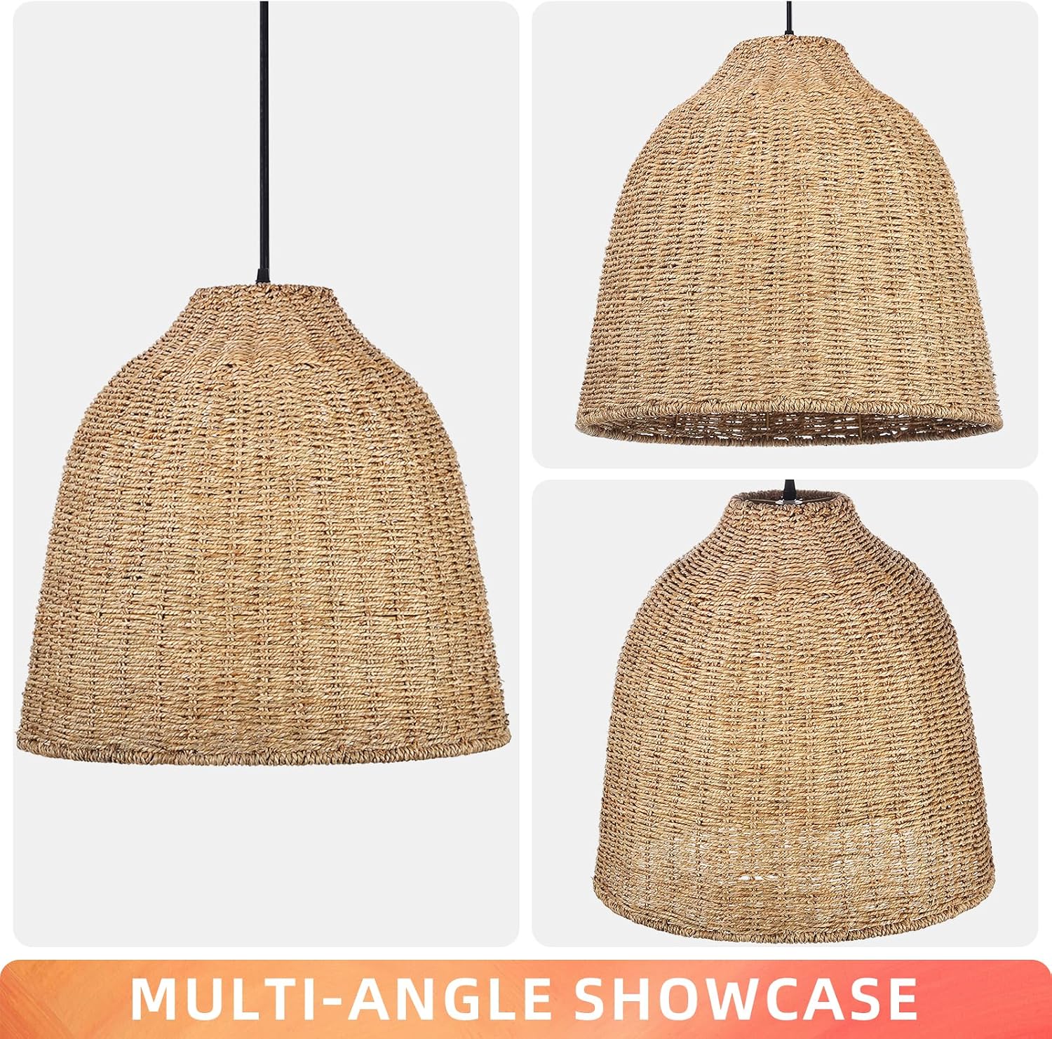 19.6"×17.6" Rattan Woven Pendant Light