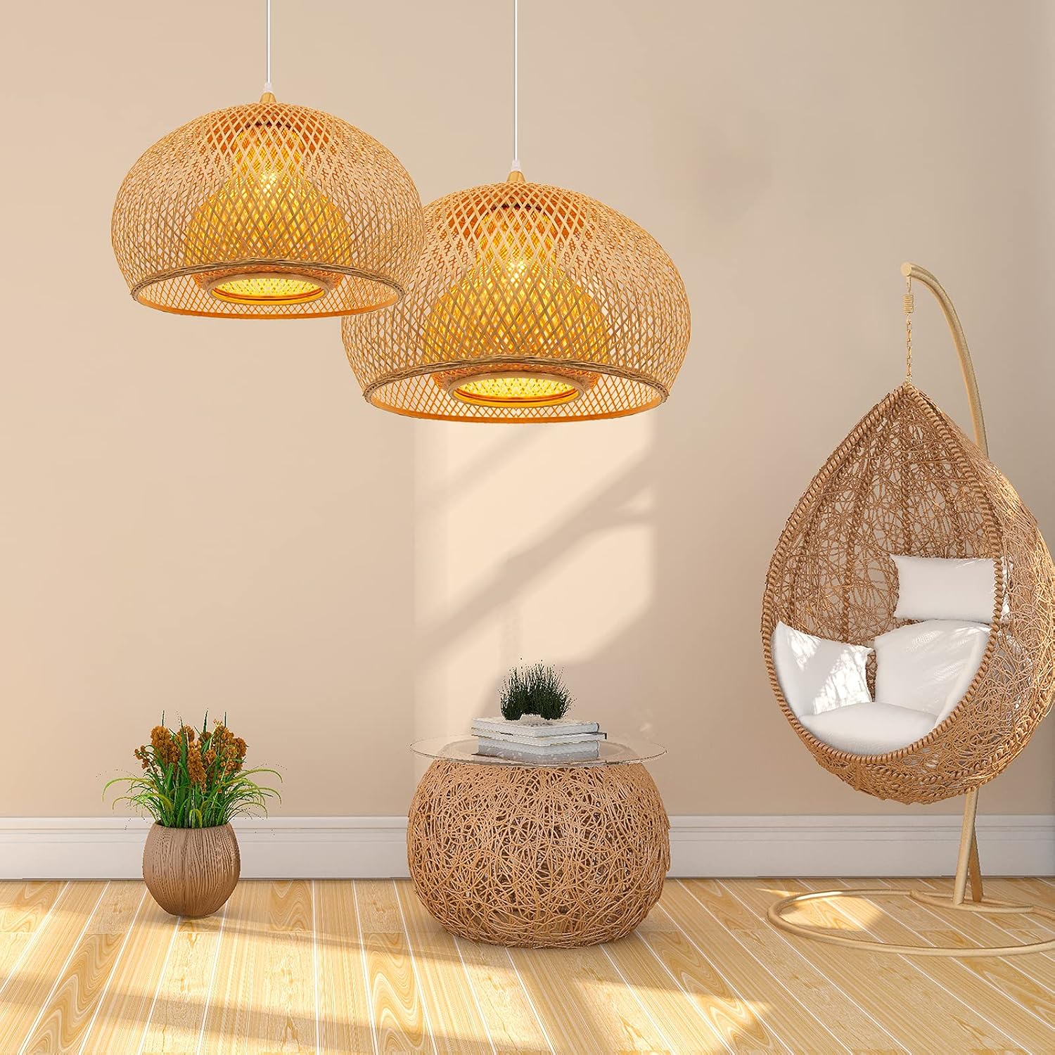 Bamboo Woven Pendant Light