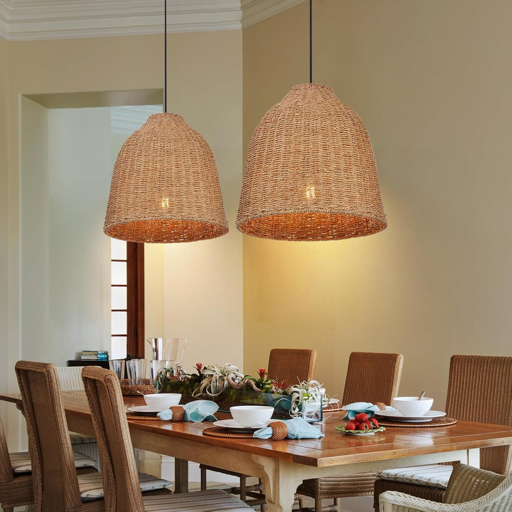 19.6"×17.6" Rattan Woven Pendant Light