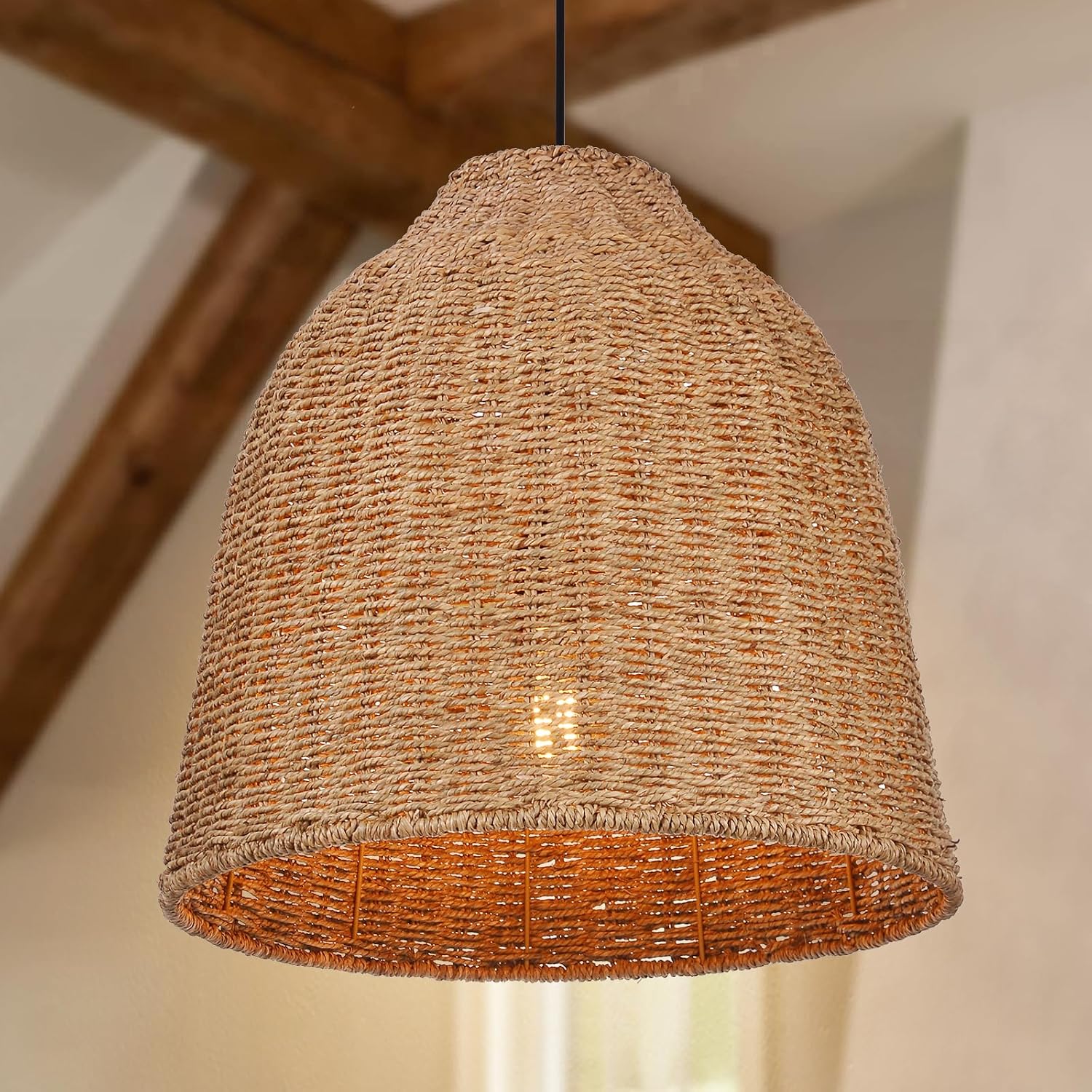 19.6"×17.6" Rattan Woven Pendant Light