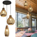 3-Light Rattan Farmhouse Chandelier