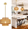 12.4" Boho Rattan Chandelier