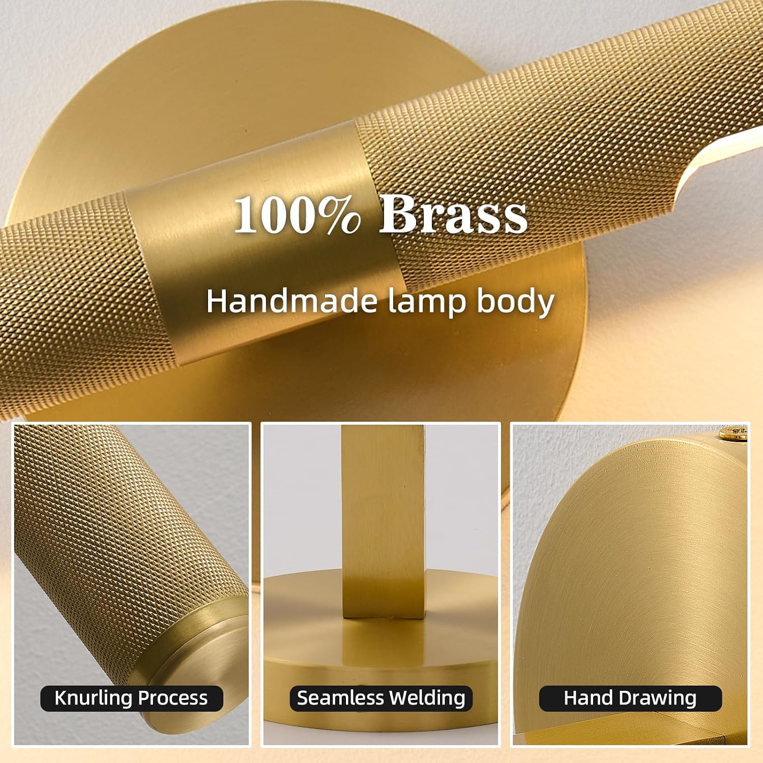 19" Dimmable Gold Brass Museum Picture Light