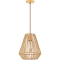 12" Rattan Basket Woven Pendant Light