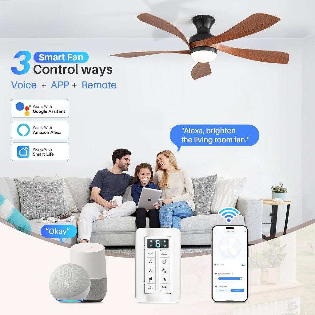 52" Smart Ceiling Fan with Light & Remote