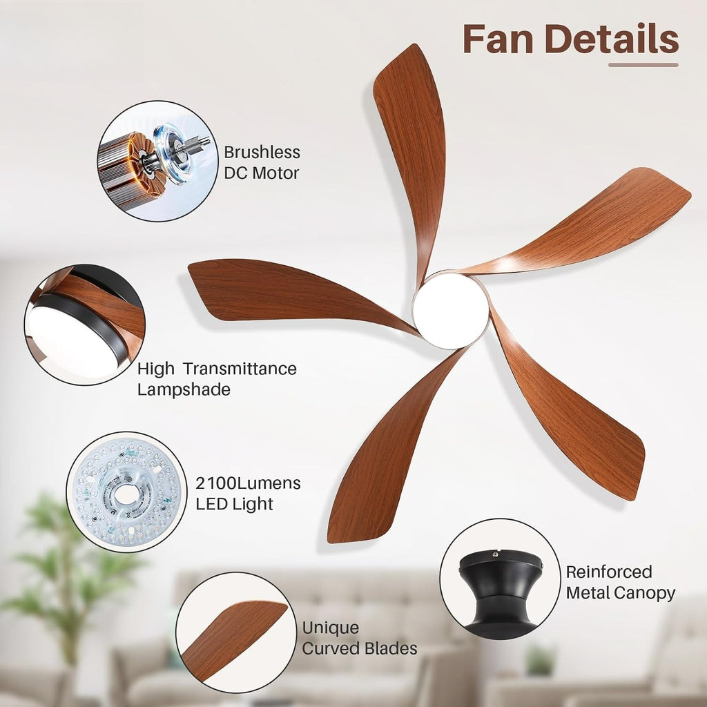 52" Smart Ceiling Fan with Light & Remote